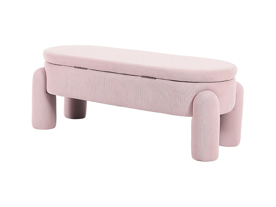 Banc rangement antidérapant chambre entrée salon chenille bois massif rose