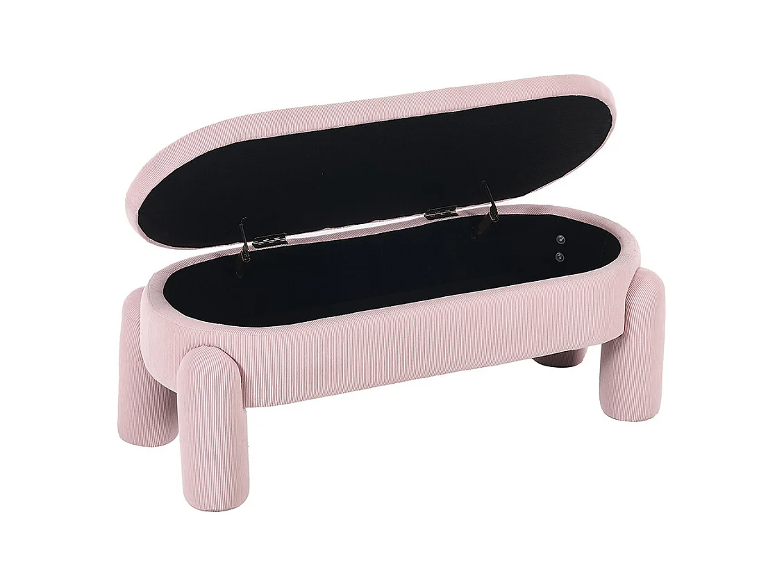 Banc rangement antidérapant chambre entrée salon chenille bois massif rose