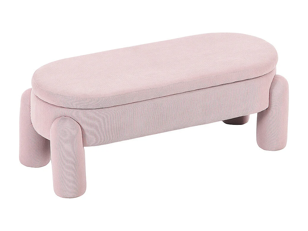 Banc rangement antidérapant chambre entrée salon chenille bois massif rose