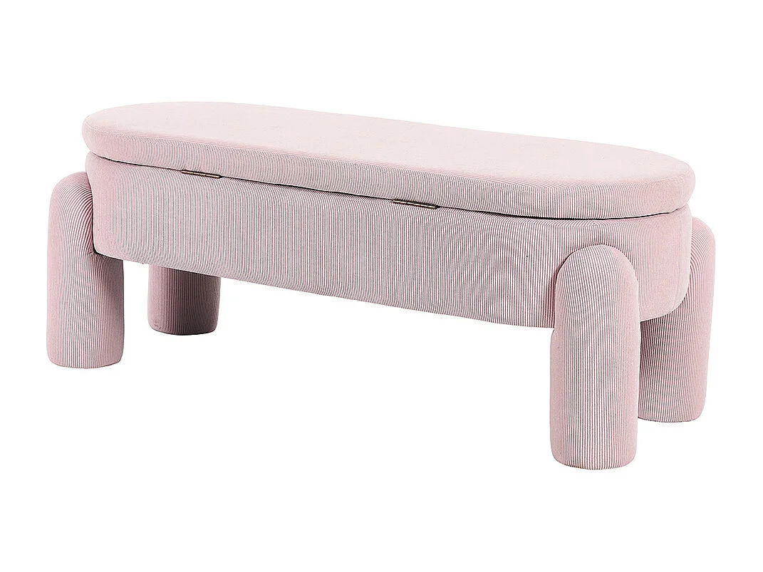 Banc rangement antidérapant chambre entrée salon chenille bois massif rose