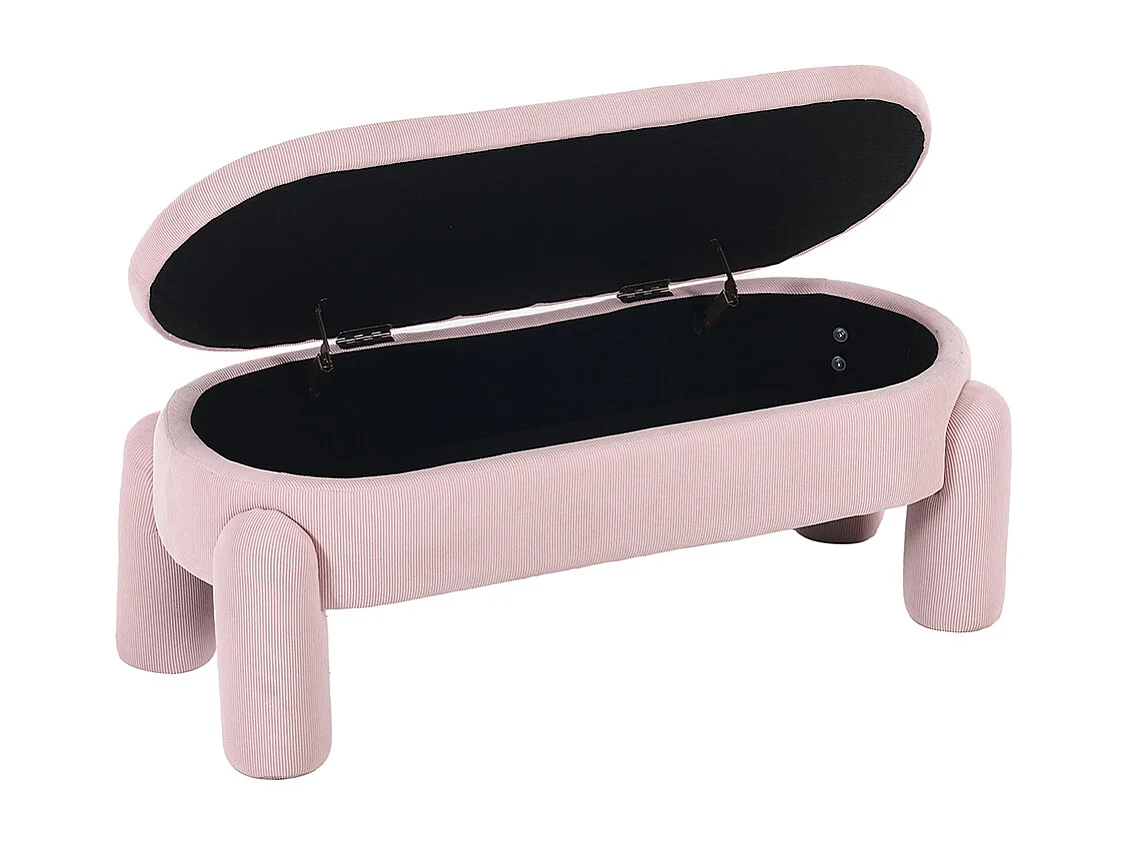 Banc rangement antidérapant chambre entrée salon chenille bois massif rose