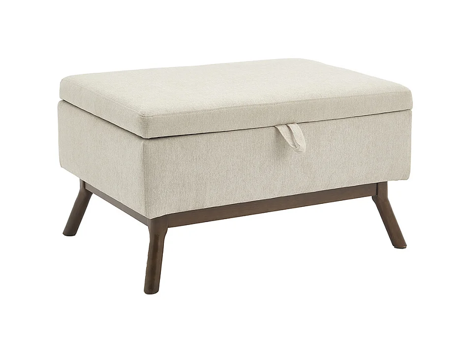 Banc carré milieu siècle rangement salon entrée salle familiale table basse repose pieds beige