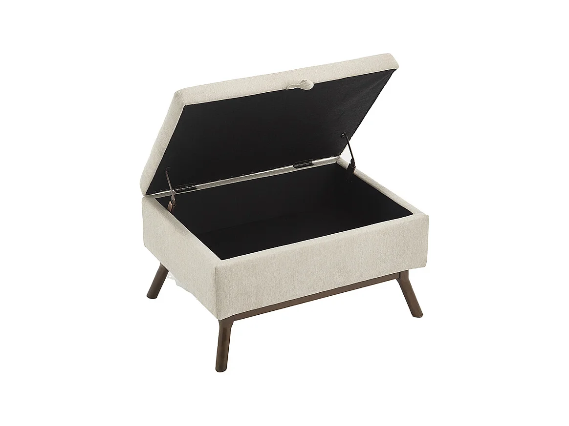 Banc carré milieu siècle rangement salon entrée salle familiale table basse repose pieds beige