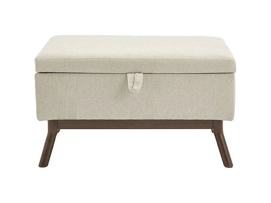 Banc carré milieu siècle rangement salon entrée salle familiale table basse repose pieds beige