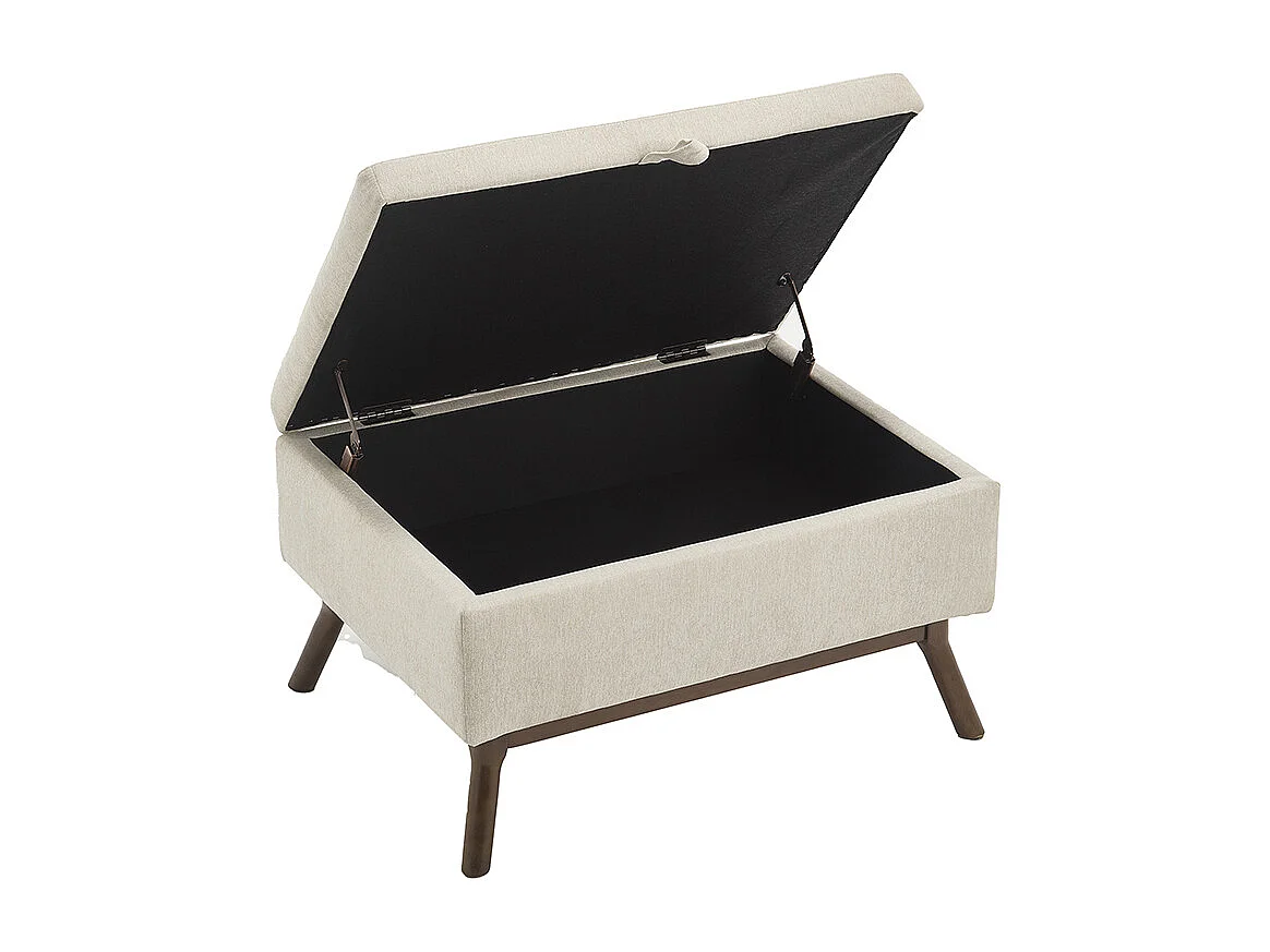 Banc carré milieu siècle rangement salon entrée salle familiale table basse repose pieds beige