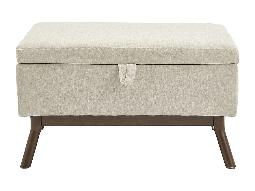 Banc carré milieu siècle rangement salon entrée salle familiale table basse repose pieds beige