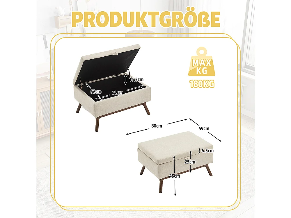 Banc carré milieu siècle rangement salon entrée salle familiale table basse repose pieds beige