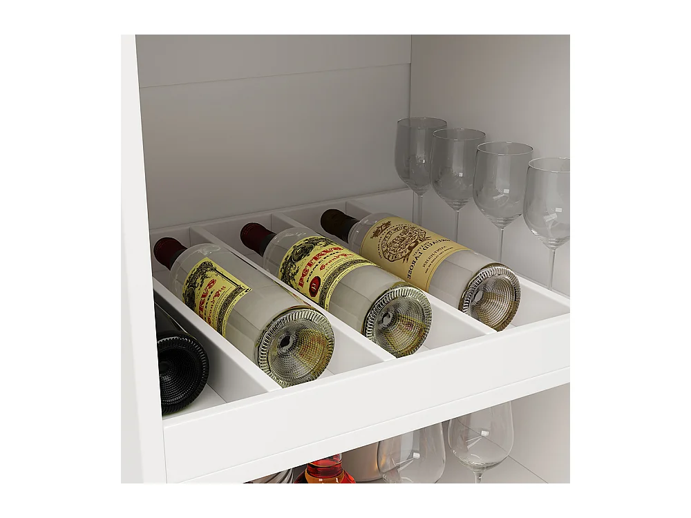 Buffet cuisine table bar pivotante 360 2 tiroirs armoire porte coulissante 3 niveaux rangement ouvert meuble salle à manger moderne