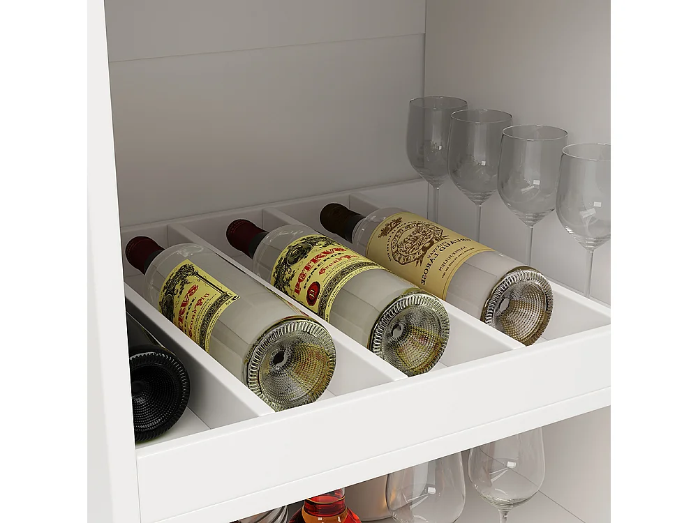 Buffet cuisine table bar pivotante 360 2 tiroirs armoire porte coulissante 3 niveaux rangement ouvert meuble salle à manger moderne