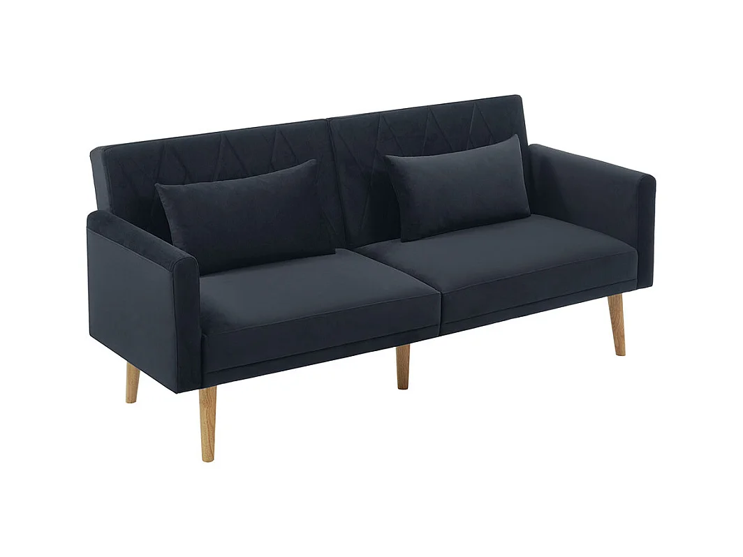 Canapé convertible droit deux places avec fonction couchage canapé-lit en velours gris foncé