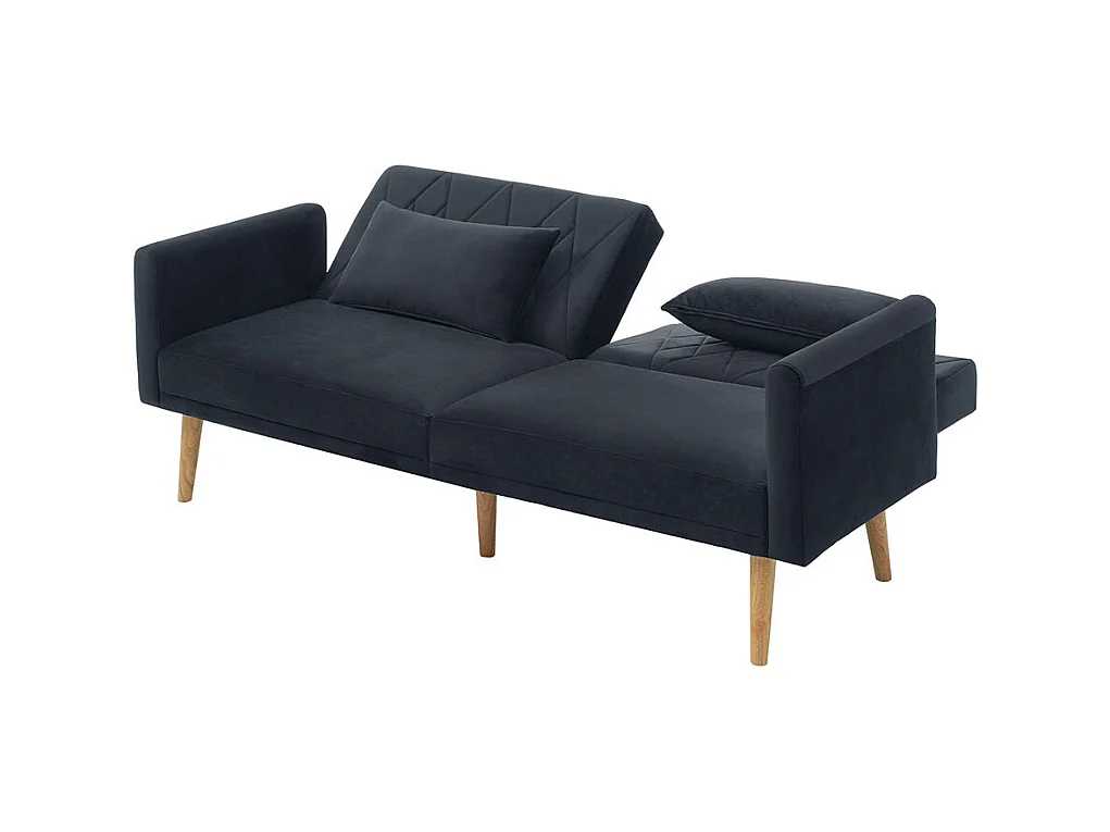 Canapé convertible droit deux places avec fonction couchage canapé-lit en velours gris foncé