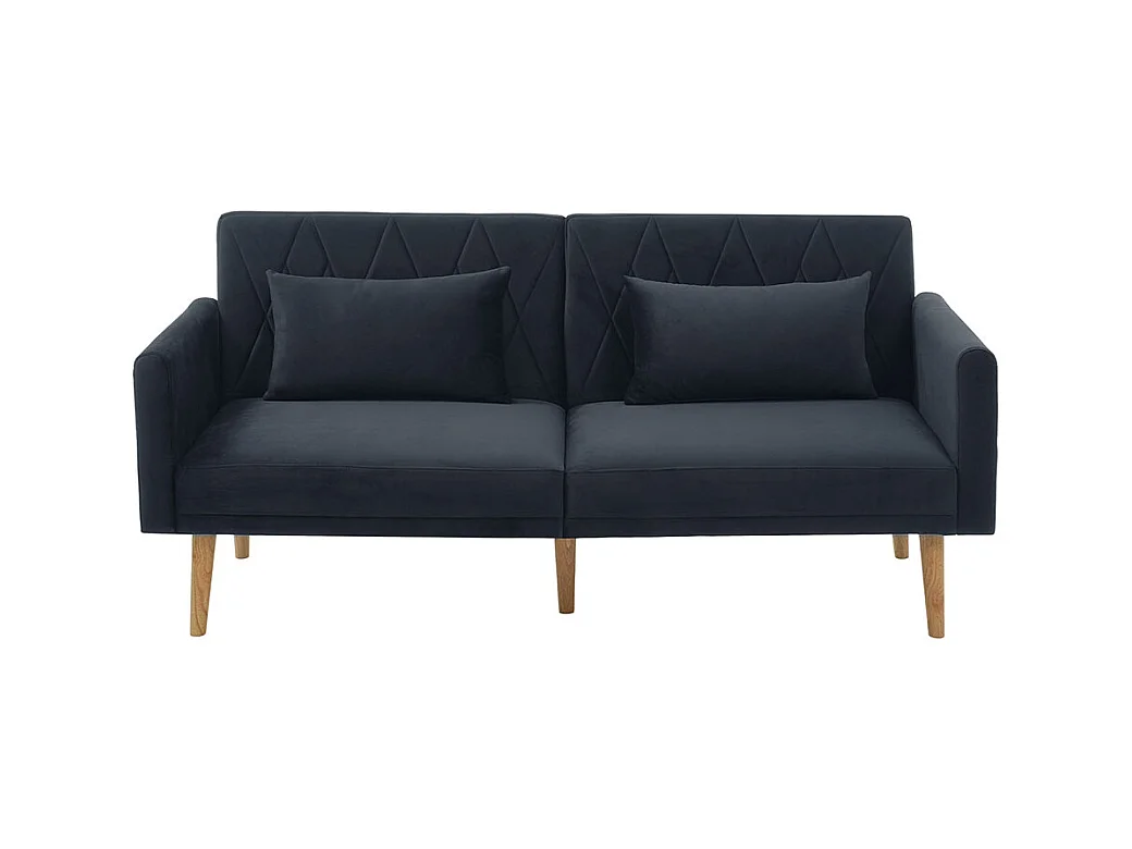 Canapé convertible droit deux places avec fonction couchage canapé-lit en velours gris foncé