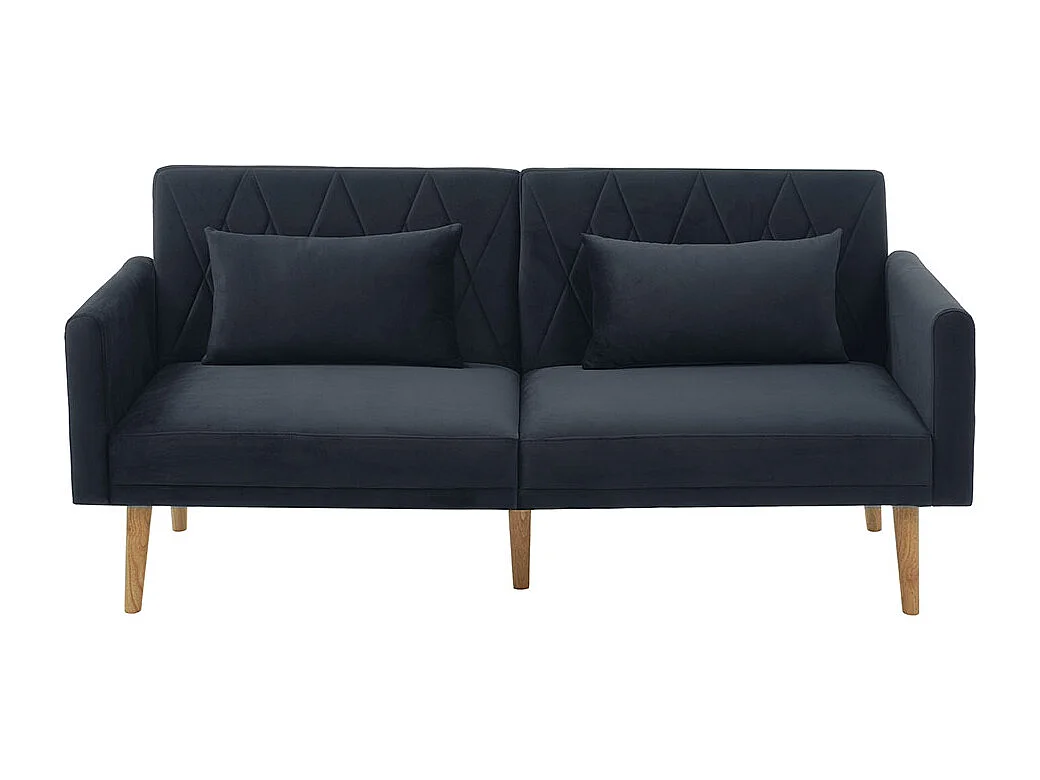 Canapé convertible droit deux places avec fonction couchage canapé-lit en velours gris foncé