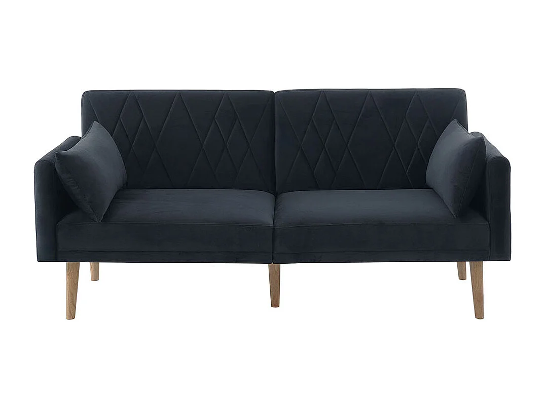 Canapé convertible droit deux places avec fonction couchage canapé-lit en velours gris foncé