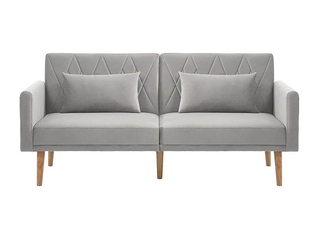 Canapé convertible droit deux places avec fonction couchage canapé-lit en velours gris clair