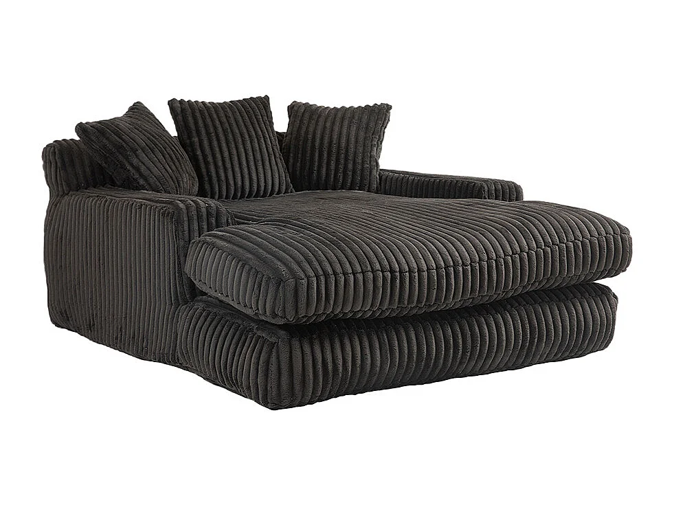 Canapé 1 place velours côtelé cloud couch 3 coussins moelleux salon bureau noir