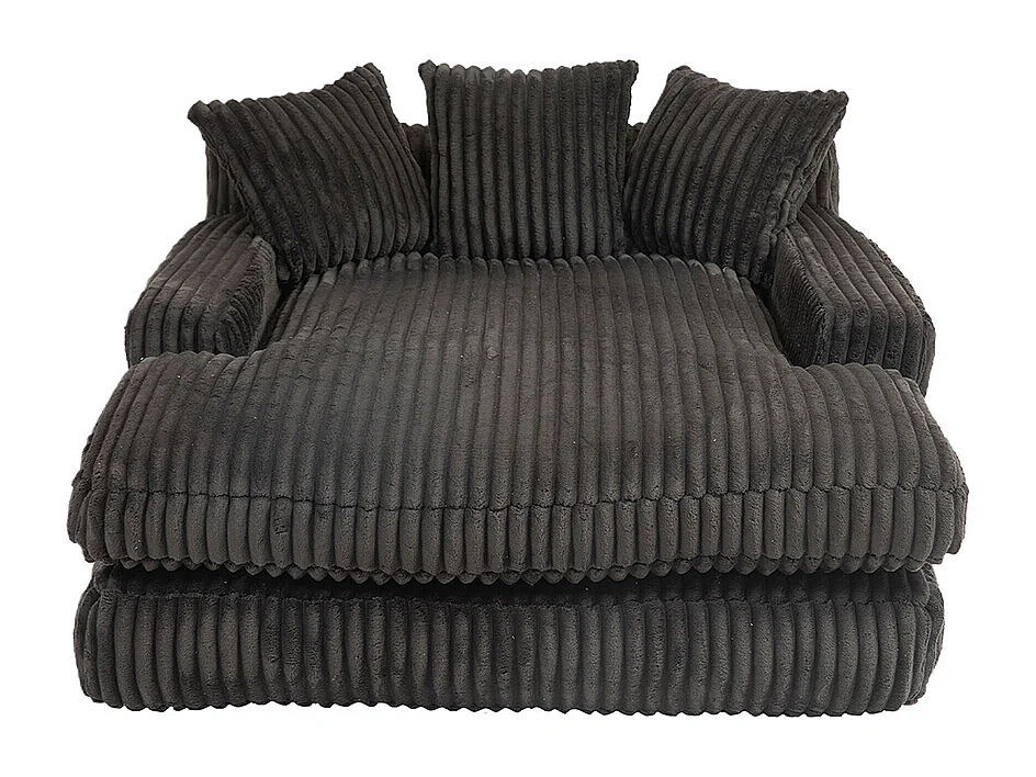 Canapé 1 place velours côtelé cloud couch 3 coussins moelleux salon bureau noir