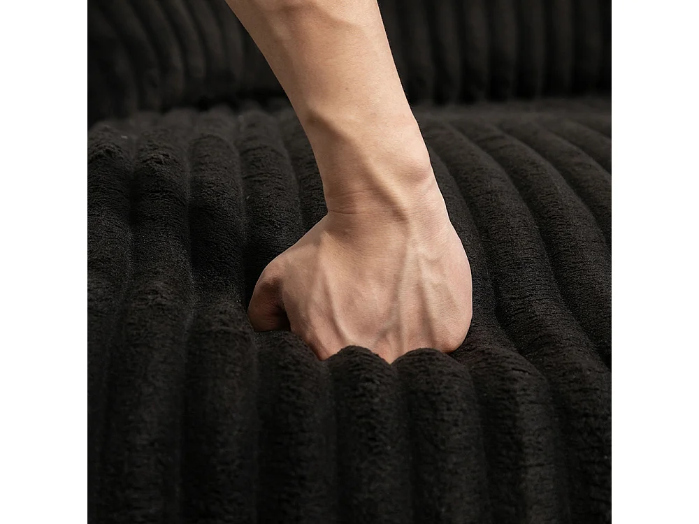 Canapé 1 place velours côtelé cloud couch 3 coussins moelleux salon bureau noir