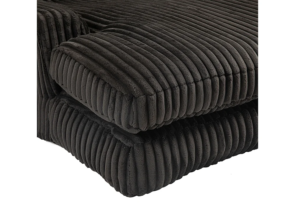 Canapé 1 place velours côtelé cloud couch 3 coussins moelleux salon bureau noir