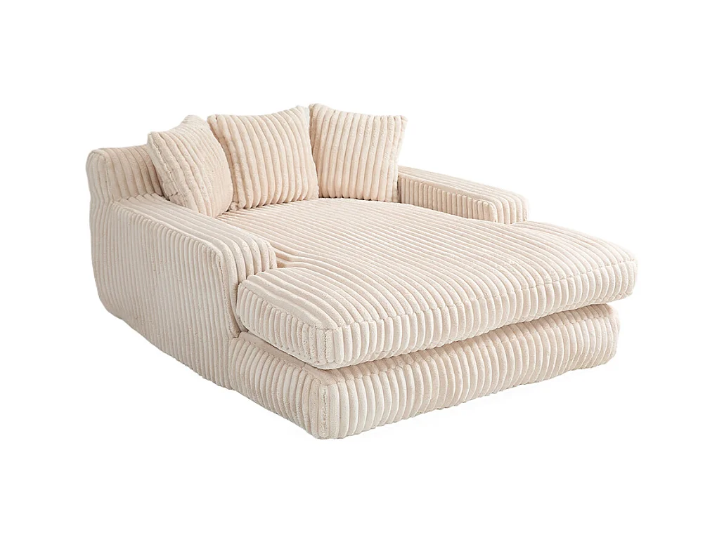 Canapé 1 place velours côtelé cloud couch 3 coussins moelleux salon bureau beige