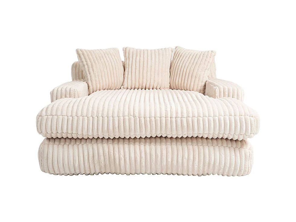 Canapé 1 place velours côtelé cloud couch 3 coussins moelleux salon bureau beige