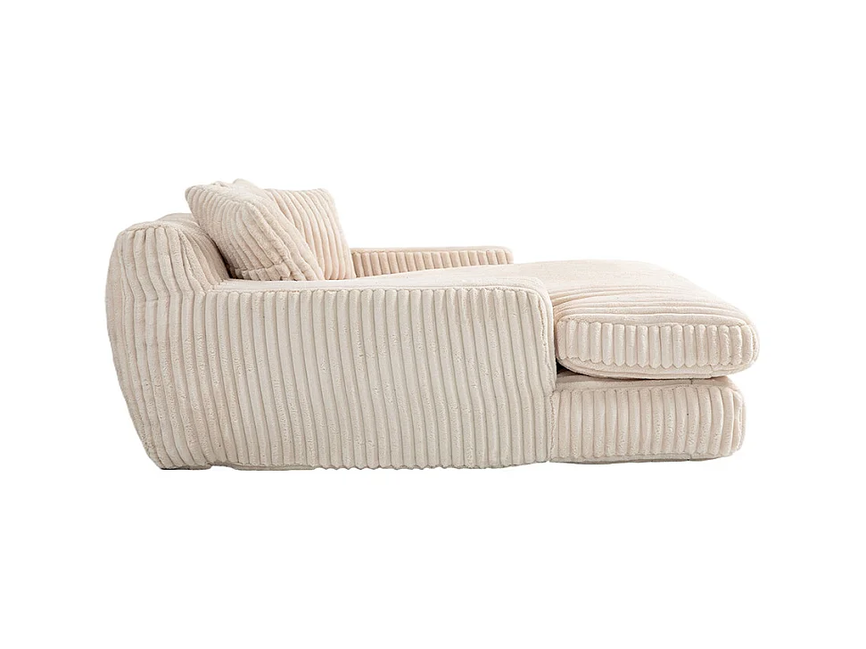 Canapé 1 place velours côtelé cloud couch 3 coussins moelleux salon bureau beige