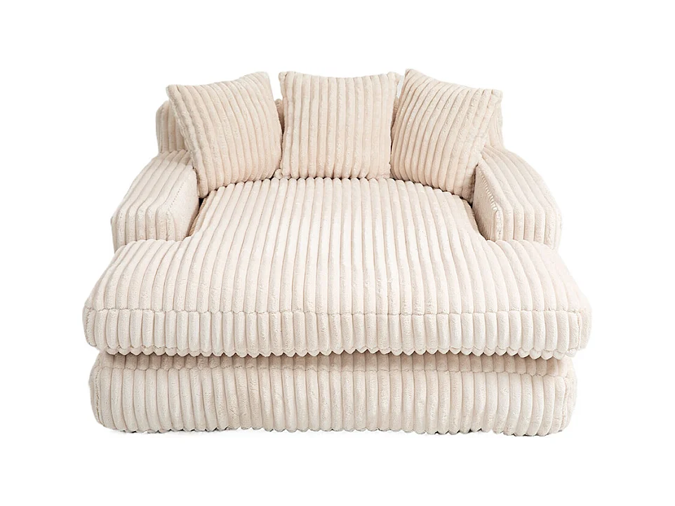 Canapé 1 place velours côtelé cloud couch 3 coussins moelleux salon bureau beige