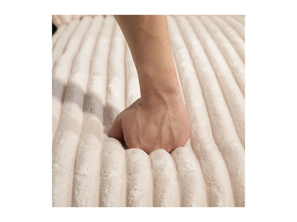 Canapé 1 place velours côtelé cloud couch 3 coussins moelleux salon bureau beige