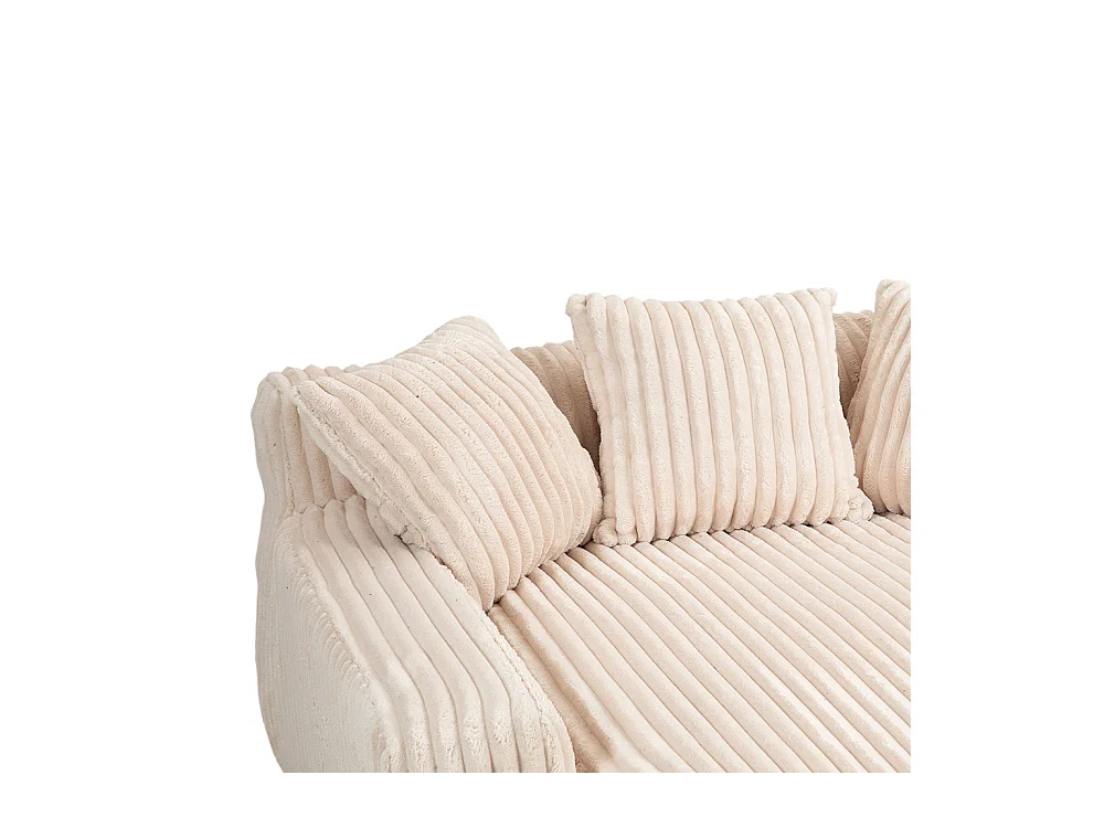 Canapé 1 place velours côtelé cloud couch 3 coussins moelleux salon bureau beige