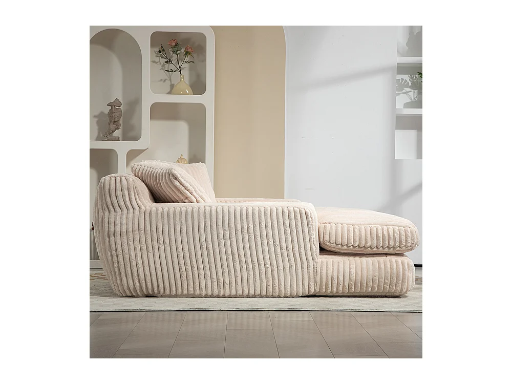 Canapé 1 place velours côtelé cloud couch 3 coussins moelleux salon bureau beige