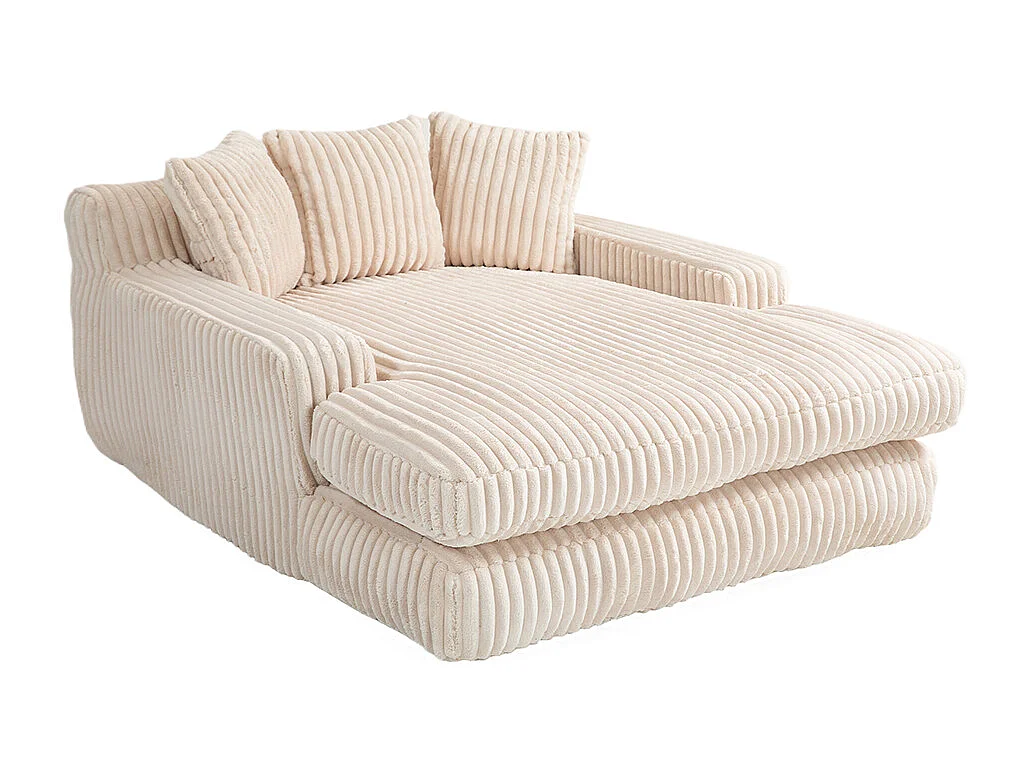 Canapé 1 place velours côtelé cloud couch 3 coussins moelleux salon bureau beige