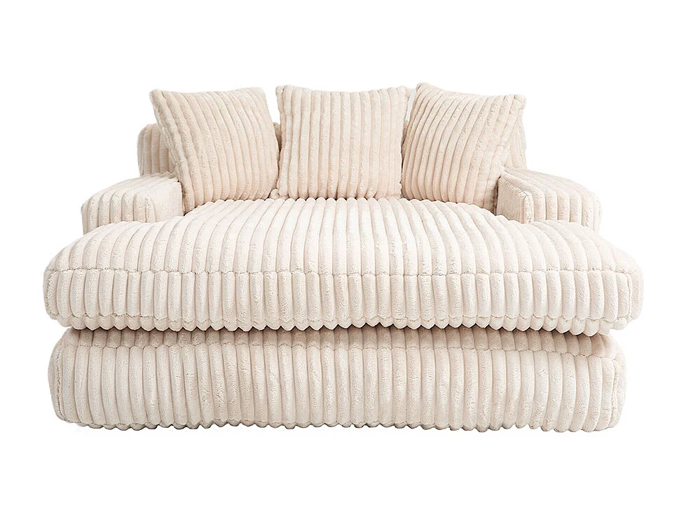 Canapé 1 place velours côtelé cloud couch 3 coussins moelleux salon bureau beige