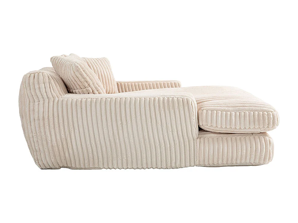 Canapé 1 place velours côtelé cloud couch 3 coussins moelleux salon bureau beige
