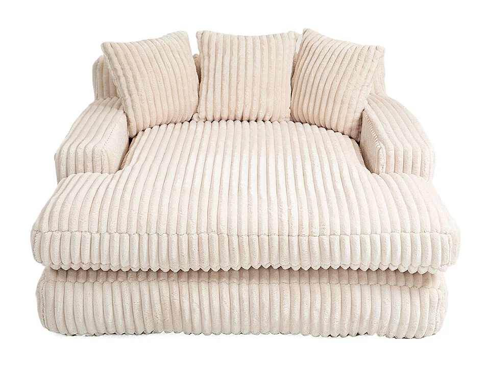 Canapé 1 place velours côtelé cloud couch 3 coussins moelleux salon bureau beige