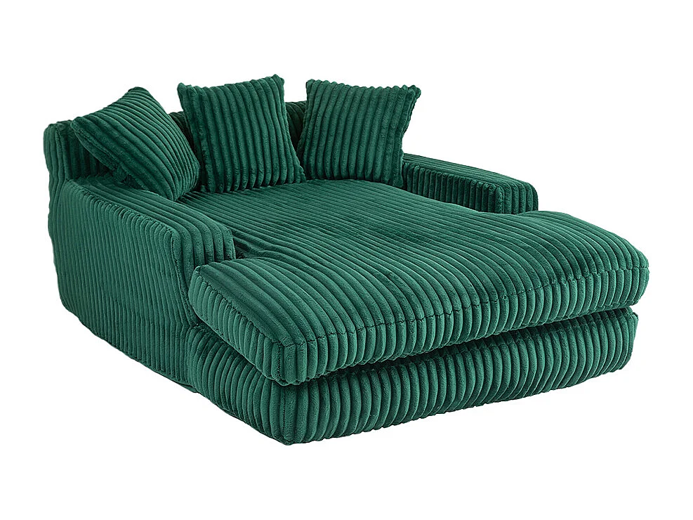 Canapé 1 place velours côtelé cloud couch 3 coussins moelleux salon bureau émeraude