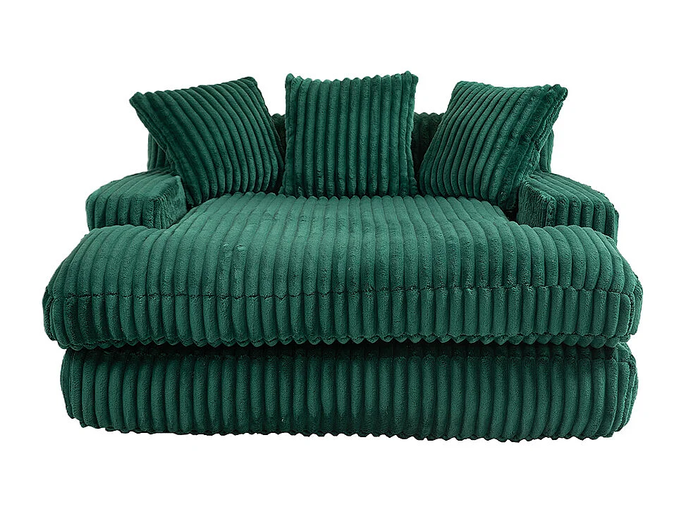 Canapé 1 place velours côtelé cloud couch 3 coussins moelleux salon bureau émeraude