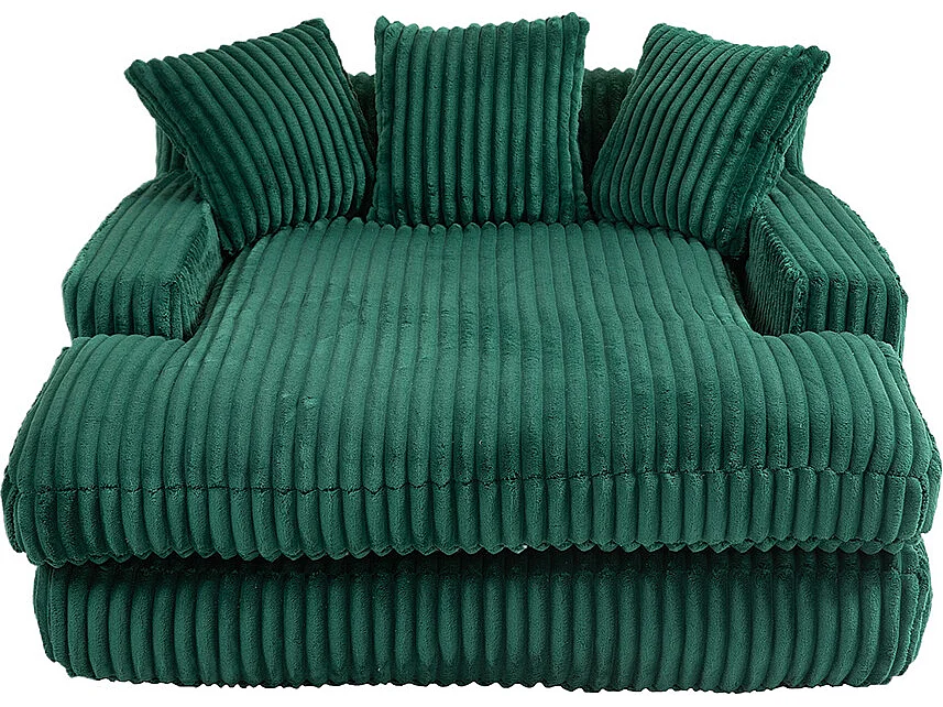 Canapé 1 place velours côtelé cloud couch 3 coussins moelleux salon bureau émeraude