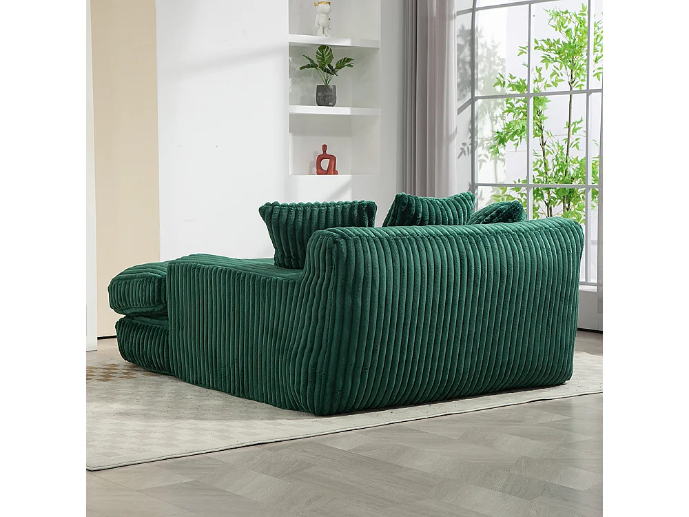 Canapé 1 place velours côtelé cloud couch 3 coussins moelleux salon bureau émeraude