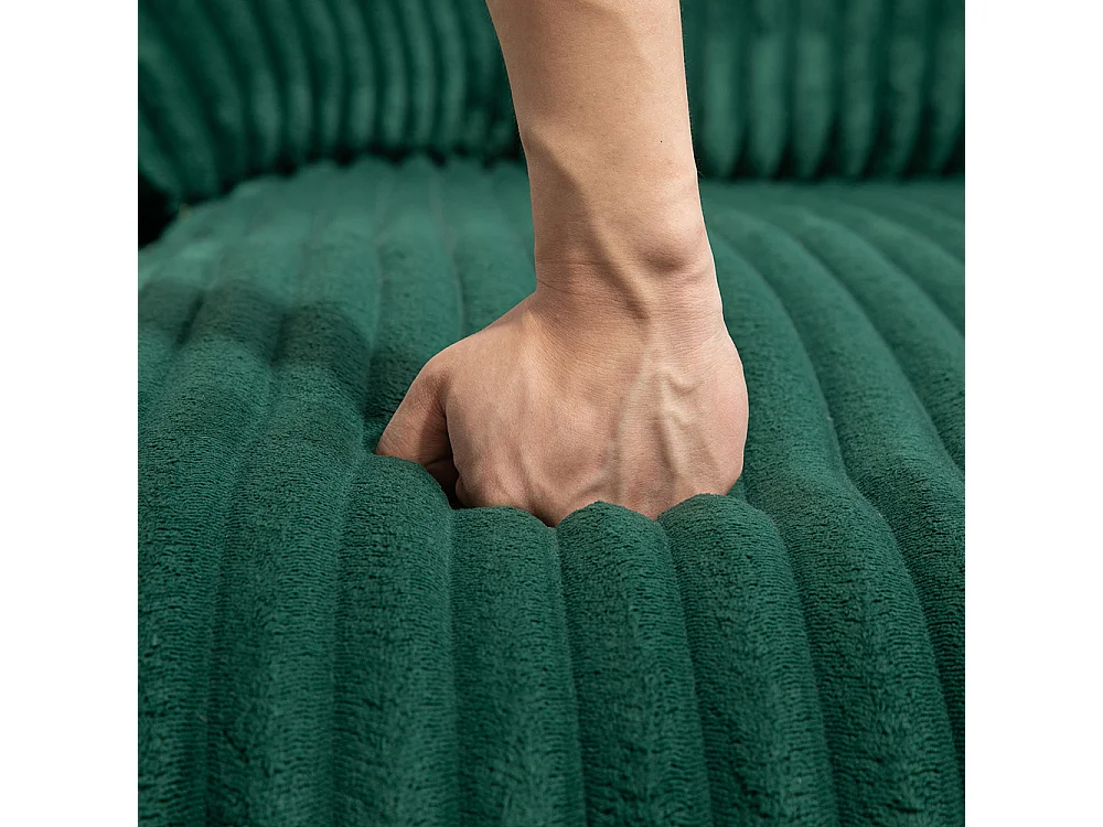 Canapé 1 place velours côtelé cloud couch 3 coussins moelleux salon bureau émeraude