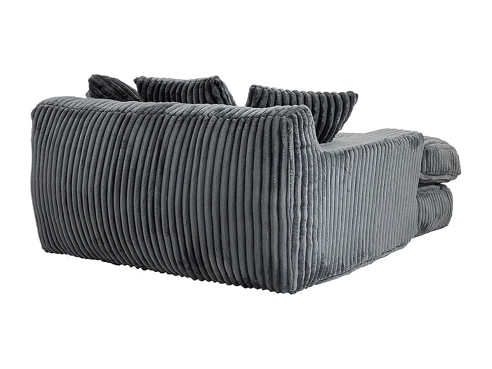 Canapé 1 place velours côtelé cloud couch 3 coussins moelleux salon bureau gris foncé