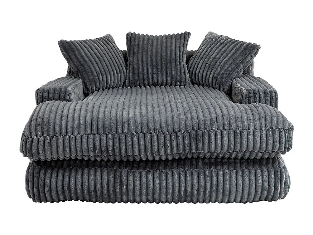 Canapé 1 place velours côtelé cloud couch 3 coussins moelleux salon bureau gris foncé