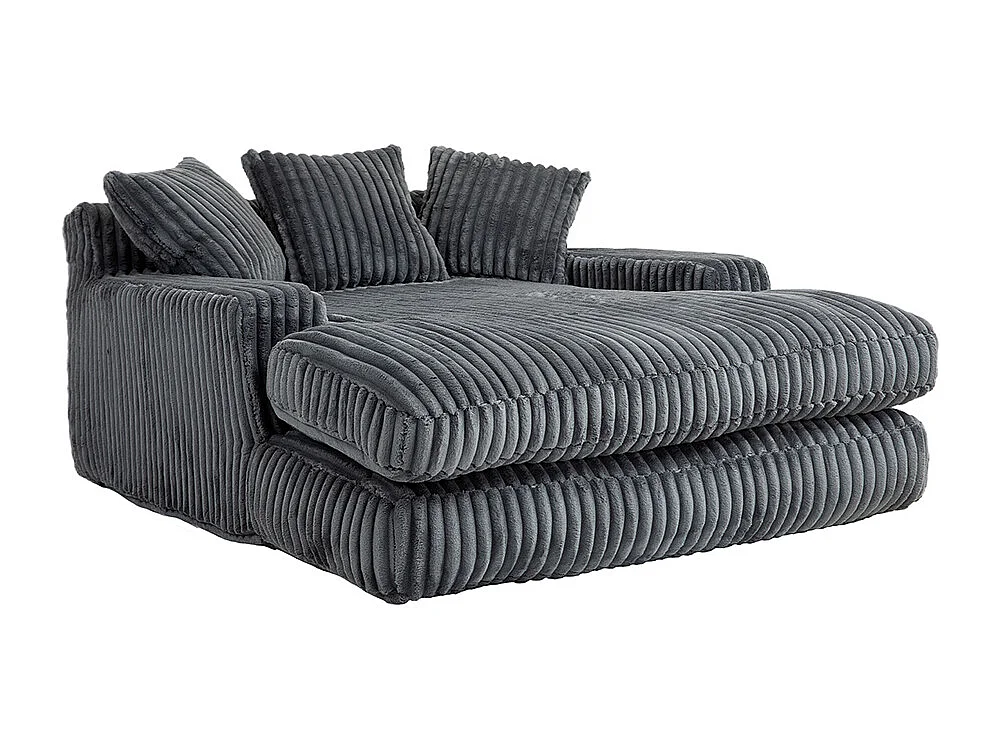 Canapé 1 place velours côtelé cloud couch 3 coussins moelleux salon bureau gris foncé