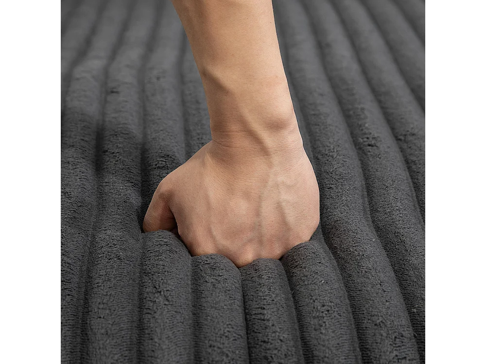 Canapé 1 place velours côtelé cloud couch 3 coussins moelleux salon bureau gris foncé