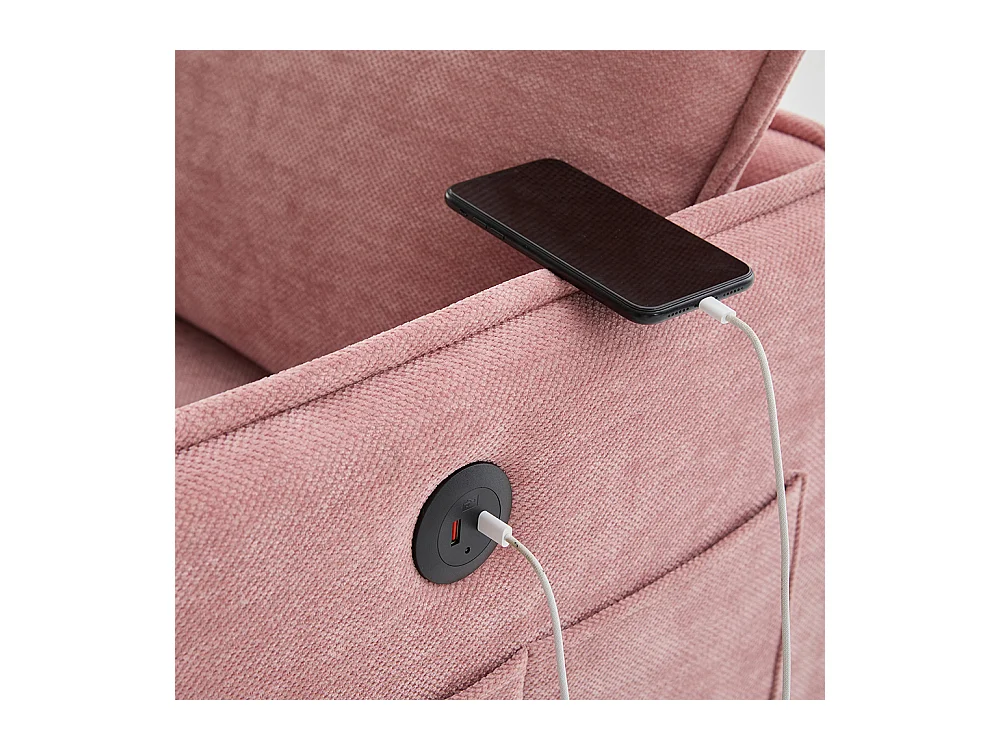 Canapé double moderne tissu poche rangement support téléphone réglable salon balcon rose