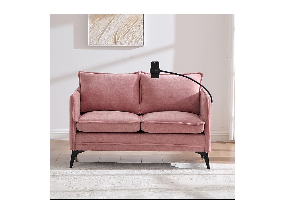 Canapé double moderne tissu poche rangement support téléphone réglable salon balcon rose