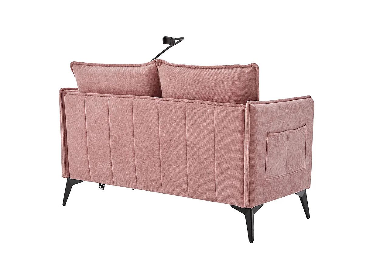 Canapé double moderne tissu poche rangement support téléphone réglable salon balcon rose
