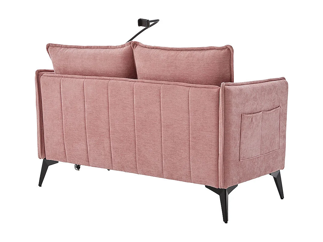 Canapé double moderne tissu poche rangement support téléphone réglable salon balcon rose