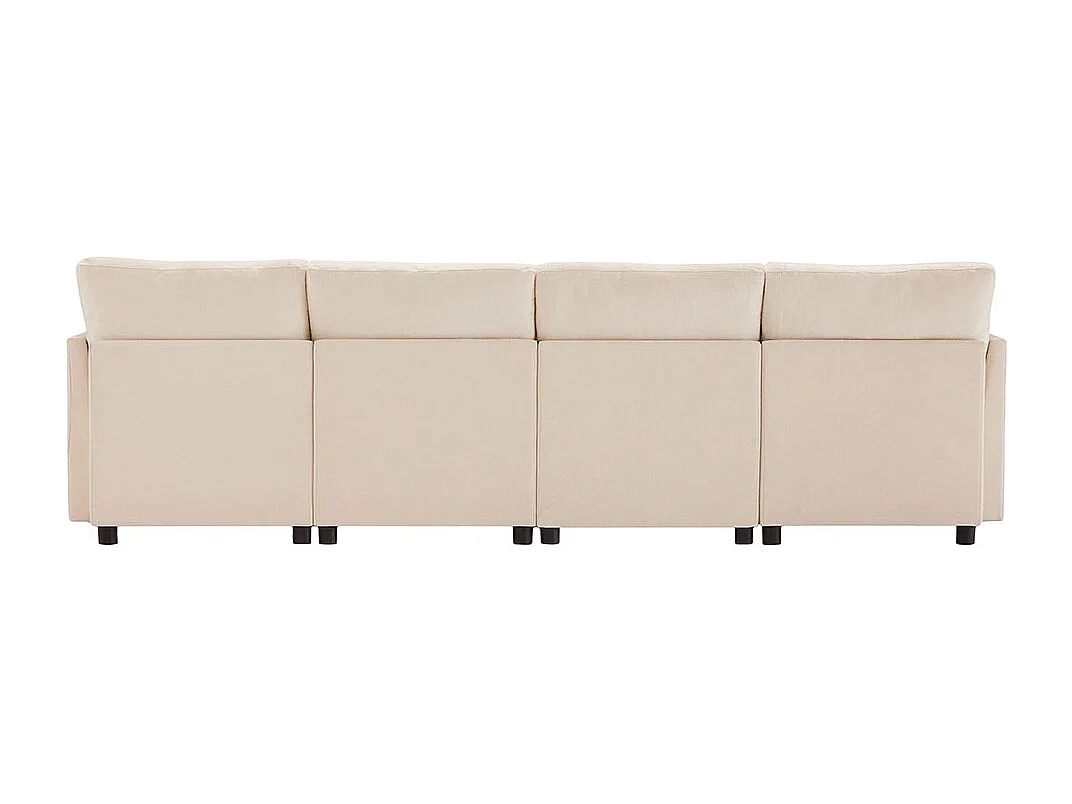 Canape d'angle en tissu chenille avec repose-pieds amovible canapé quatre places canapé d'angle en L canapé en U canapé modulable beige