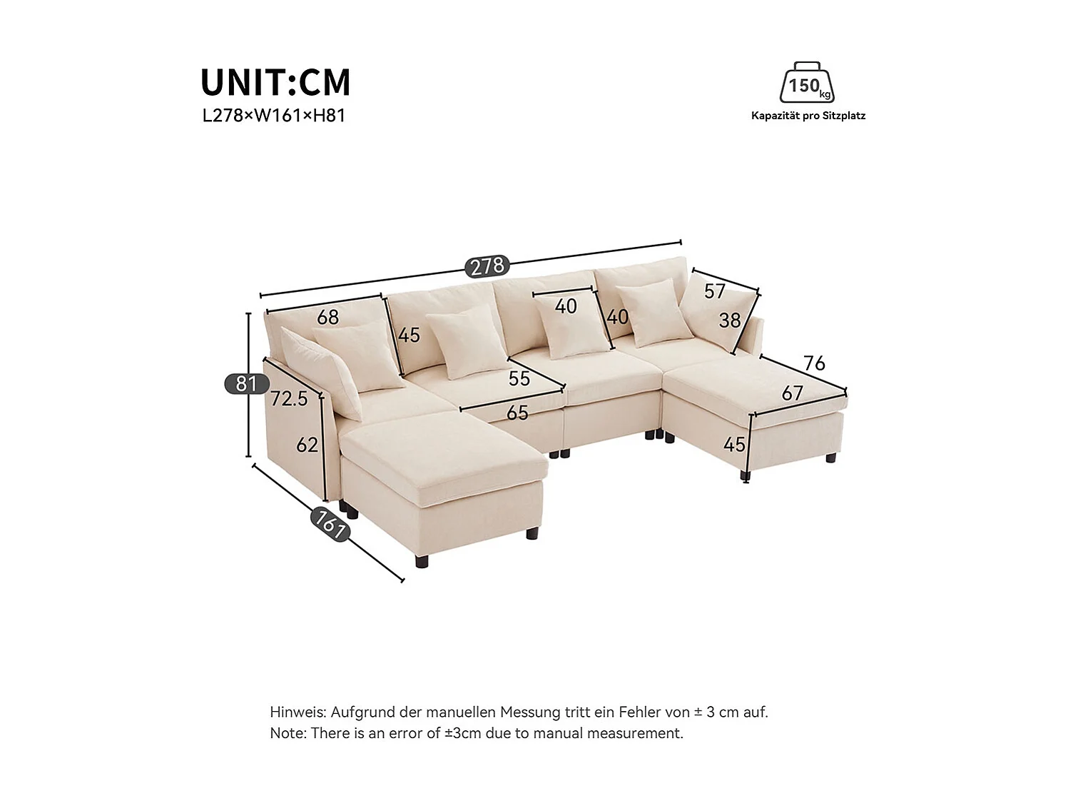 Canape d'angle en tissu chenille avec repose-pieds amovible canapé quatre places canapé d'angle en L canapé en U canapé modulable beige