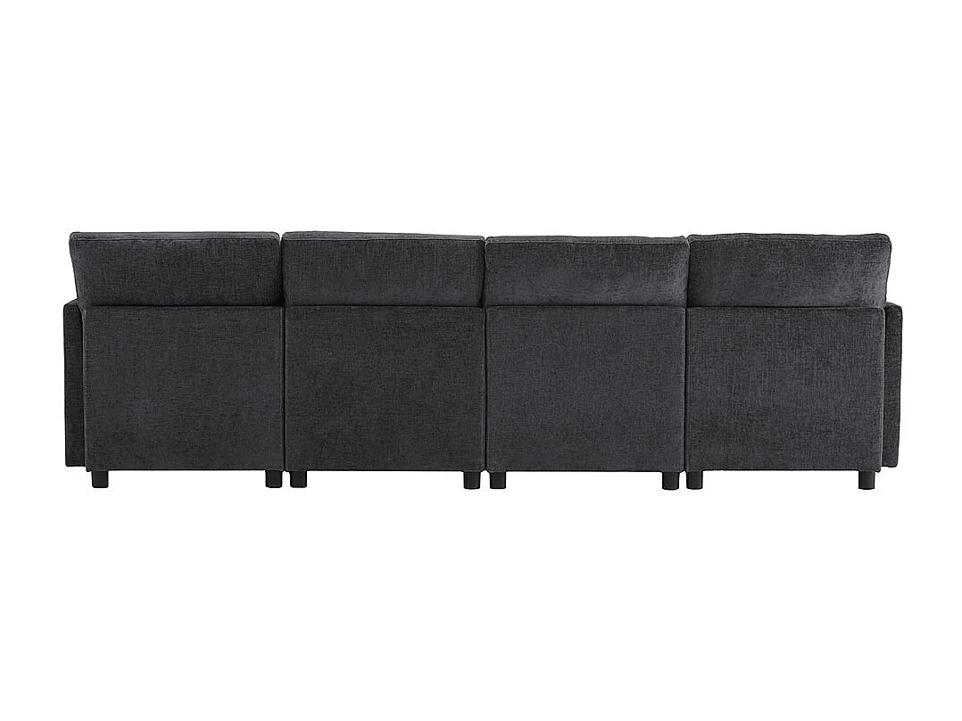 Canape d'angle en tissu chenille avec repose-pieds amovible canapé quatre places canapé d'angle en L canapé en U canapé modulable gris